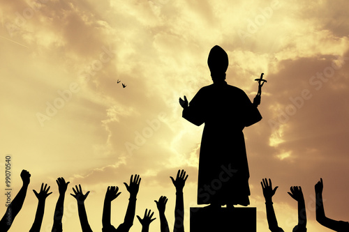 Canvas Print pope silhouette