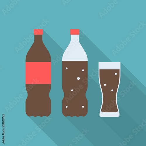 Vector soft drink icons set, flat design