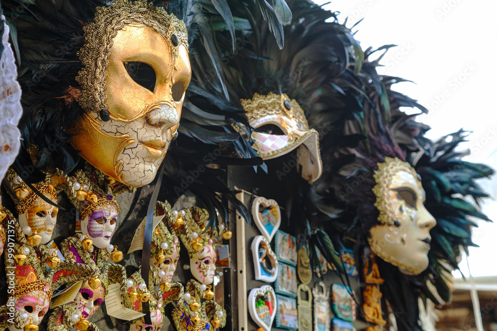 Masquerade Venetian masks on sale in Venice, Italy
