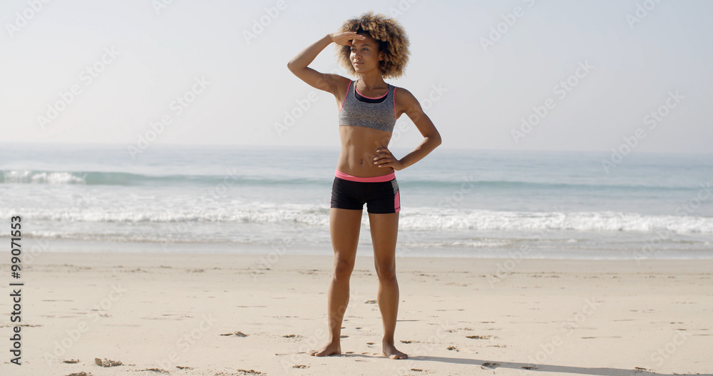 African-American Girl Enjoys A Beach Lifestyle.