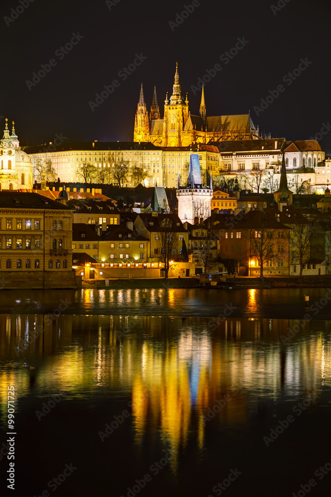 Overview of Prague in night