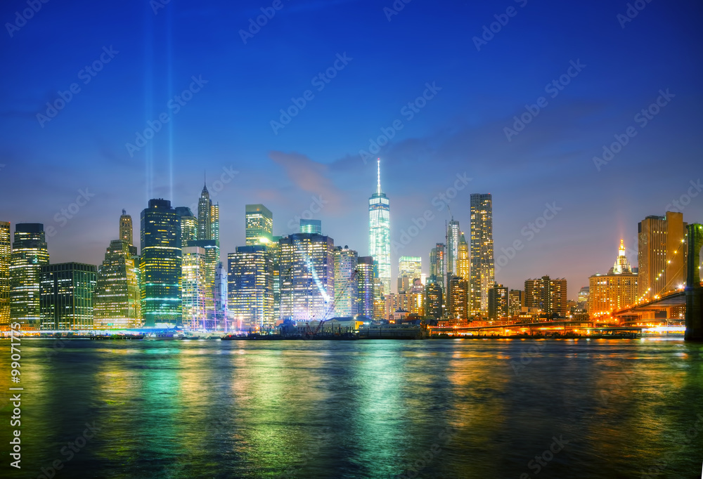 New York City overview with Brooklyn bridge