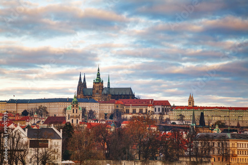 Obraz na płótnie Overview of Prague in the morning w salonie