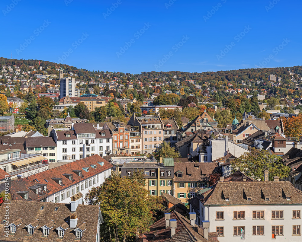 Zürich Stadtansicht, Blick vom Grossmünster
