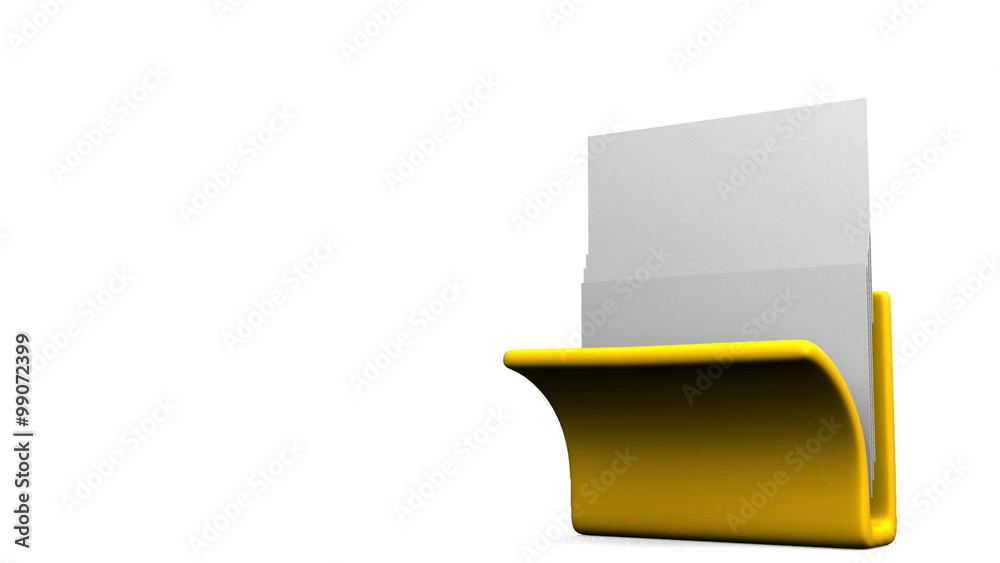 Yellow Folder And Documents On White Text Space Yellow Folder And Documents On White Text Space