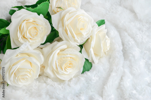 White artificial roses