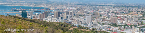 Panoramic view of Cape Town central business district and harbor