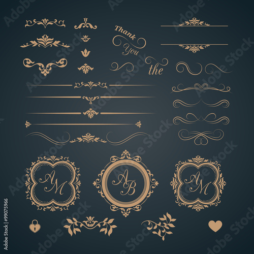 Vintage set of decorative elements