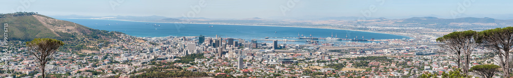 Panorama of Cape Town city center and harbor