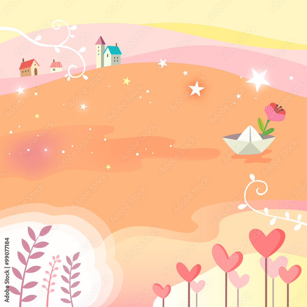 Starry River with a paper boat Starry River with a paper boat