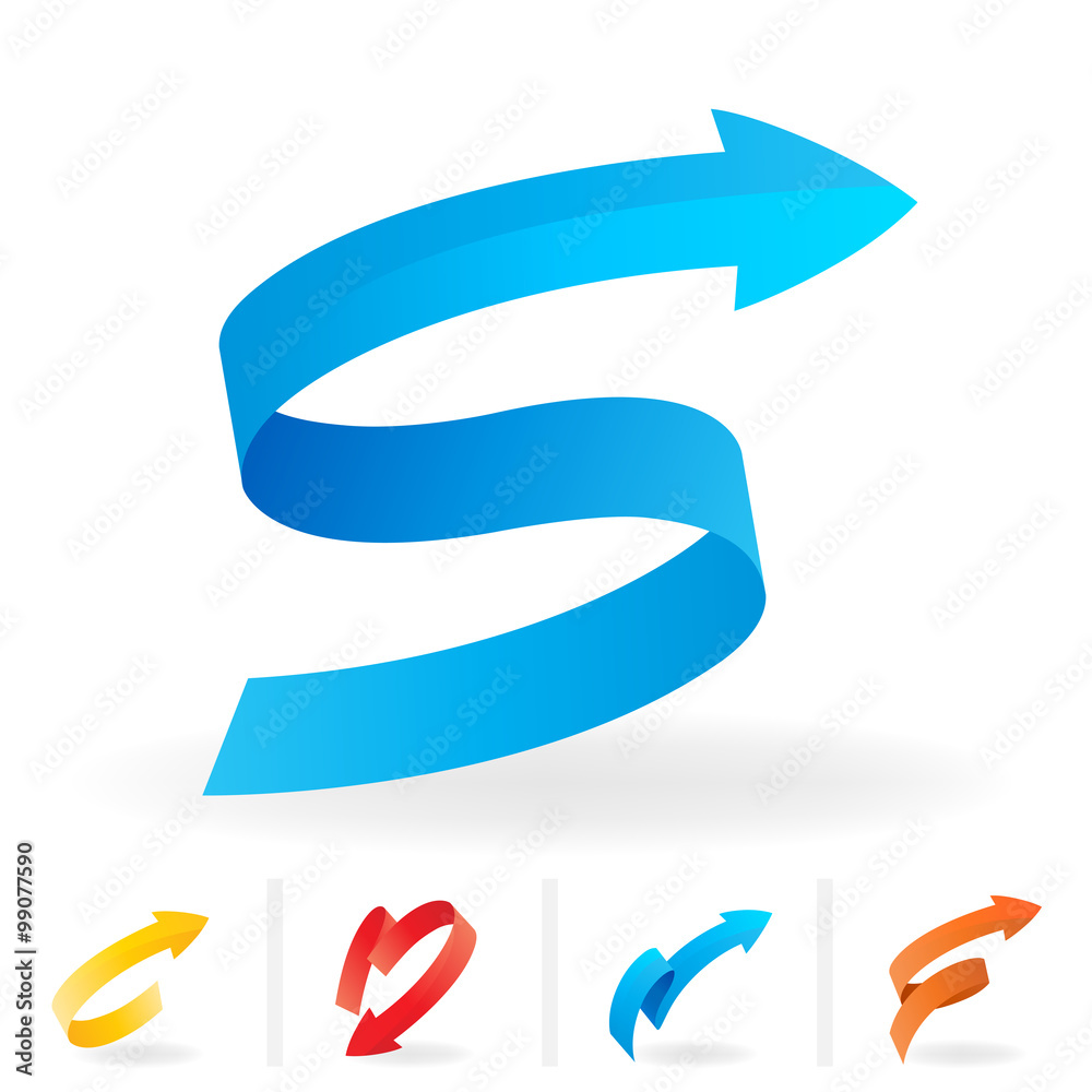 Colourful ribbon arrows set collection. Vector illustration. Colourful ribbon arrows set collection. Vector illustration.
