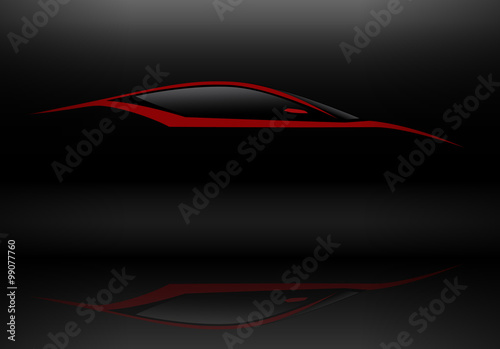 Red Sports Car Vehicle Silhouette. Vector illustration.