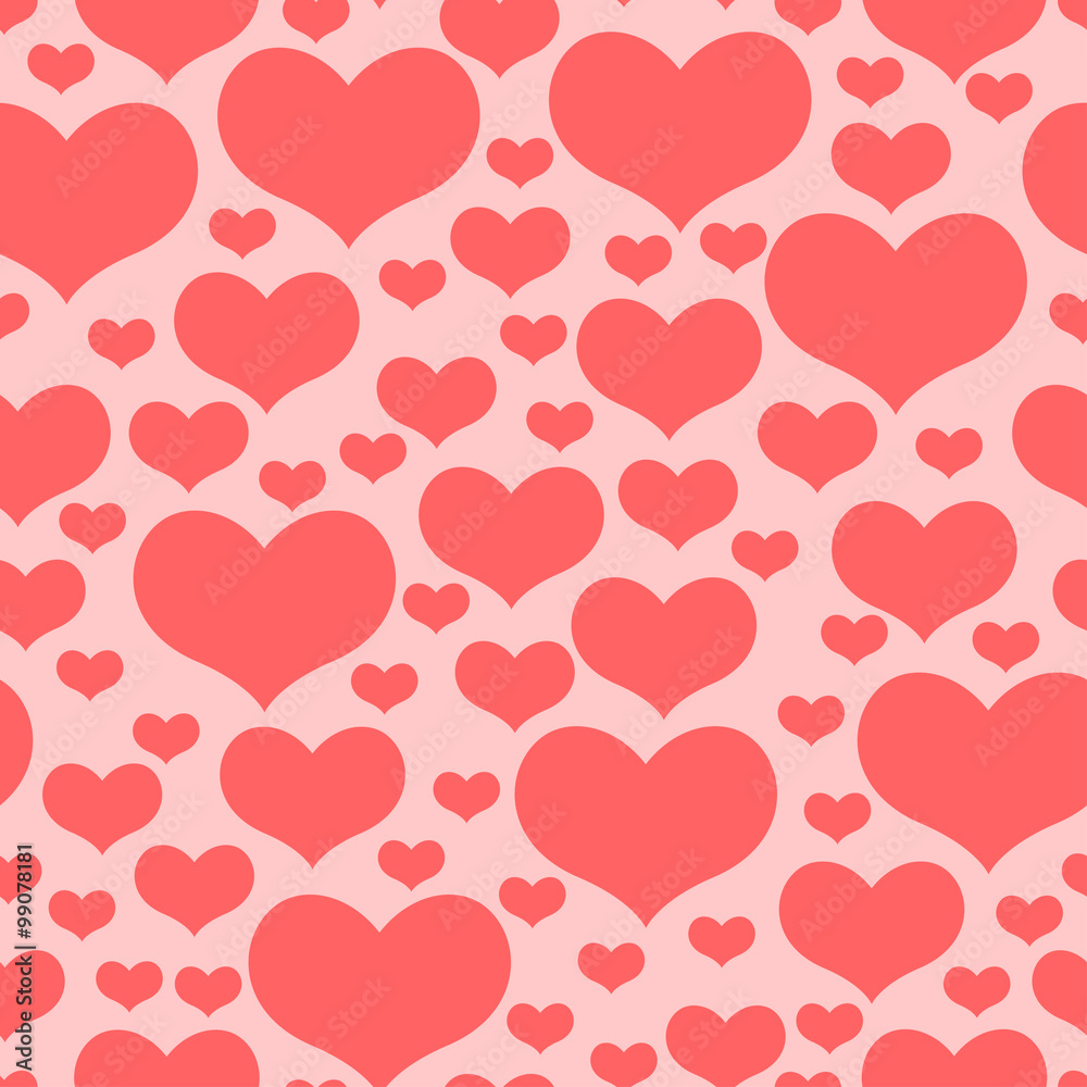 Valentines day pattern seamless of pink hearts on pink backgroun