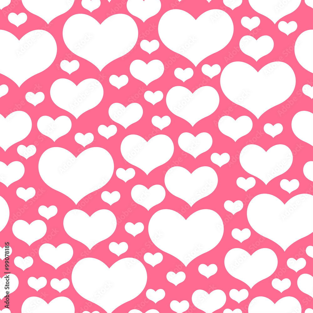 Valentines day pattern seamless of hearts on pink background