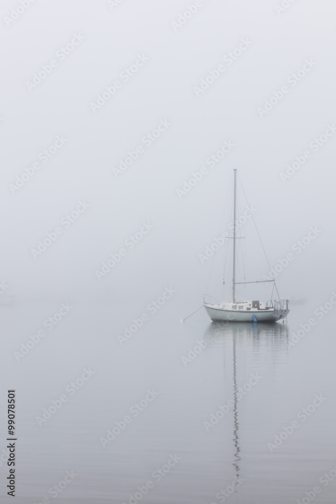 Sail Boat in Fog 