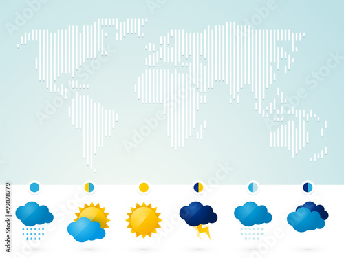 world map with weather icon light background