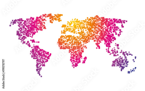 world map squares color gradient