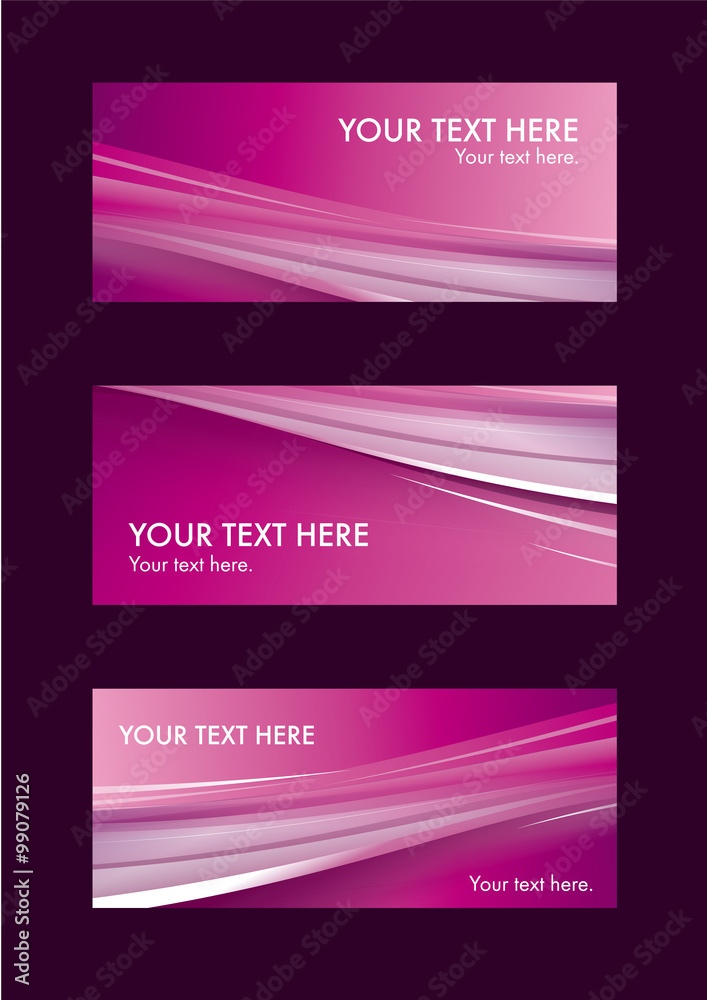 Abstract pink wave background card set Abstract pink wave background card set