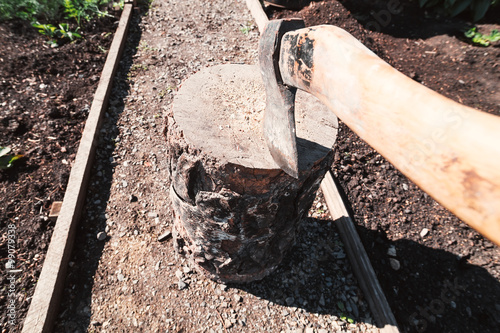 Wallpaper Mural Axe on the stump Torontodigital.ca