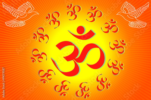 Obraz na plátne om religious symbols and meditating healing background