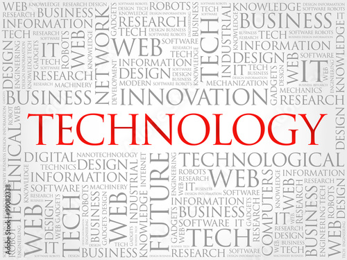 Technology word cloud, business concept background