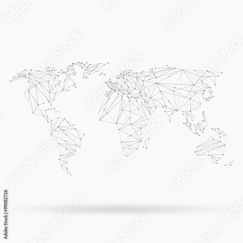 World map polygon on light background. Vector illustration.