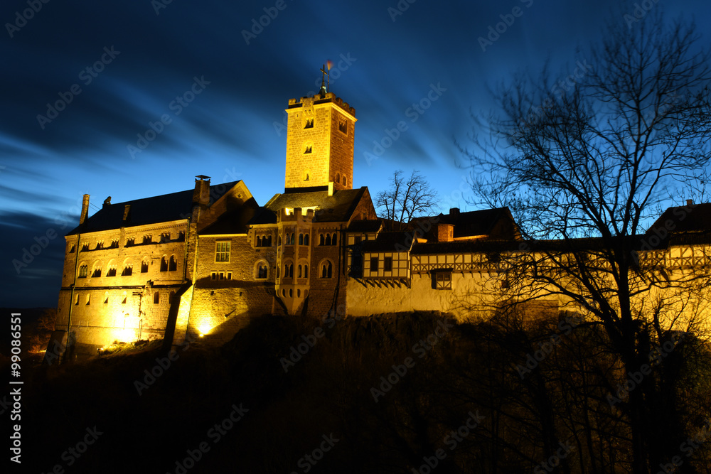 Wartburg castle - Wartburg castle at night, Germany, Eisenach