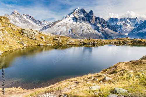 Lac des Cheserys And Mountain Range - France