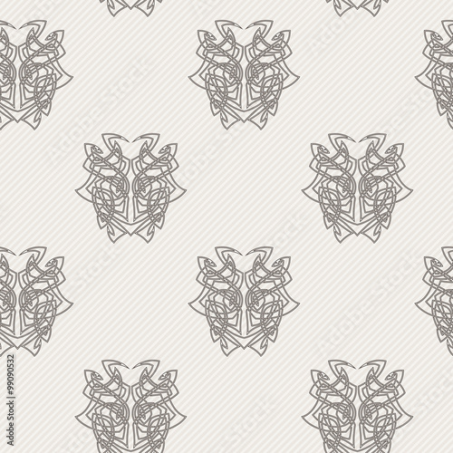 Elegant difficult curled ornamental gothic tattoo seamless pattern. Celtic style. Maori