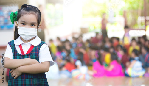 Healthcare - girl wearing a protective mask