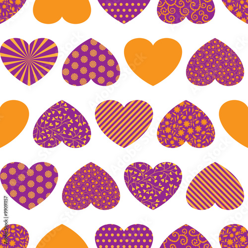 Seamless background with colorful hearts
