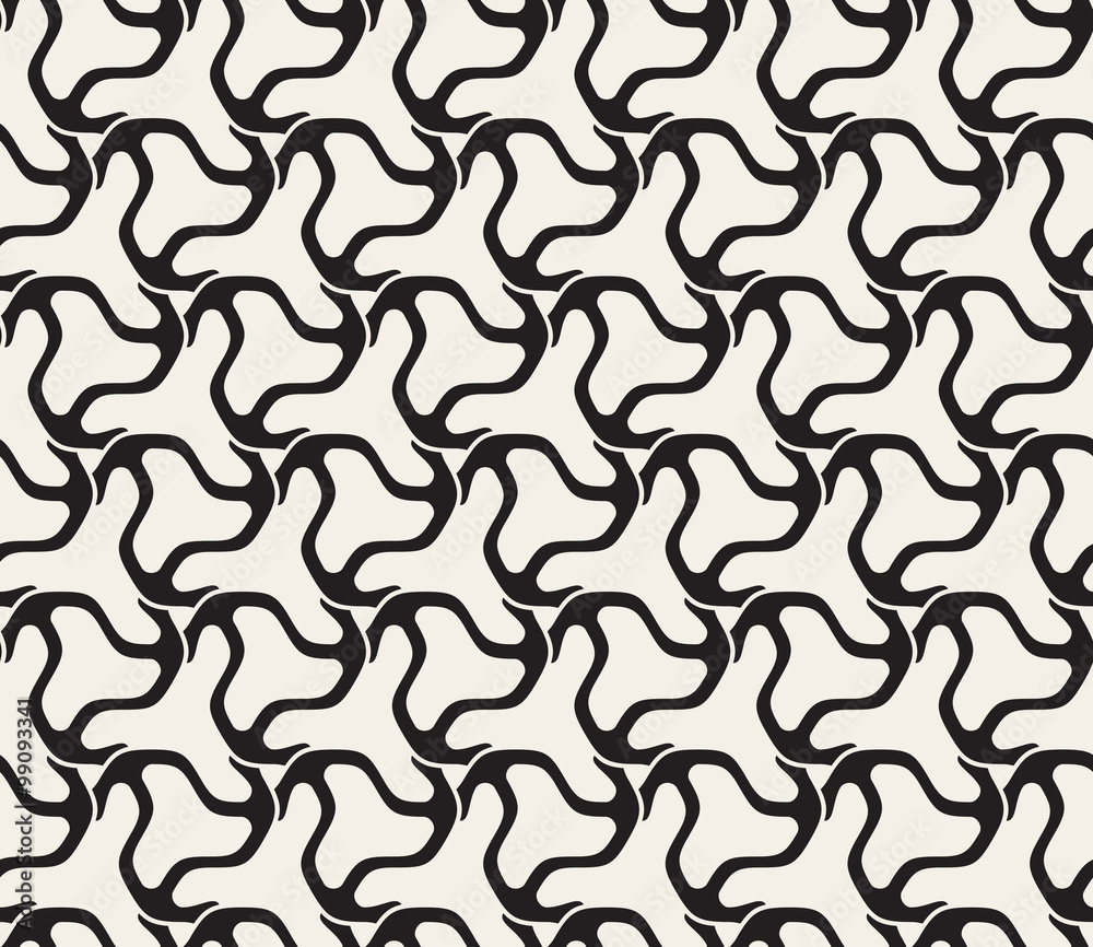 Vector Seamless Black and White Swirl Triangle Line Pattern