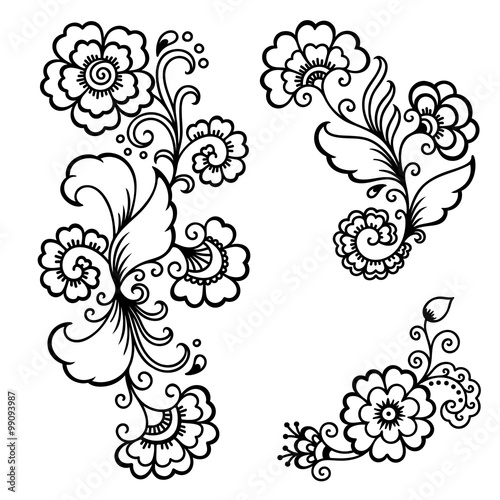 Henna tattoo flower template.Mehndi.

