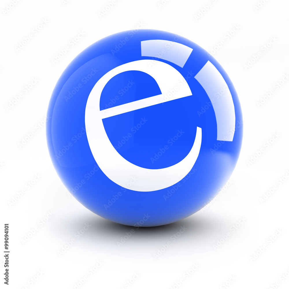 Letter e on a bright blue balls isolated on white. Letter e on a bright blue balls isolated on white.