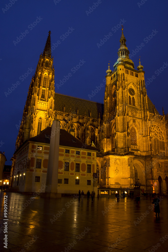 St. Vitus' Cathedral on Prague Castle in the Night