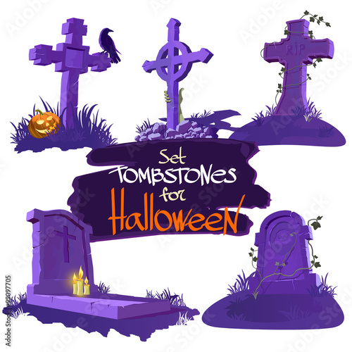set tombstones for halloween