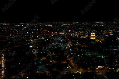 Aeriel view of San Antonio Texas at night