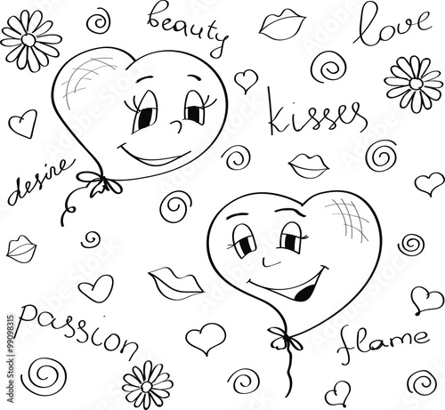 Saint Valentines vector set / kit. Hearts