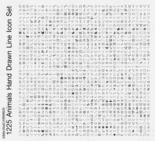  Animals Line Hand Drawn icon set