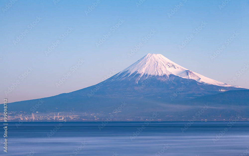 Mountain Fuji and sea from Izu city Shizuoka prefecture , Japan . Mountain Fuji and sea from Izu city Shizuoka prefecture , Japan .