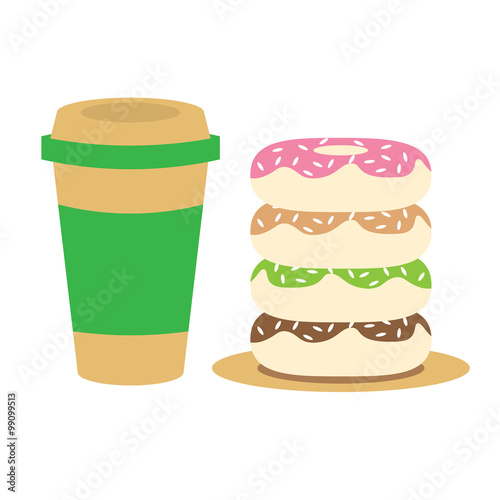 Coffee and Donuts Vector Illustration.