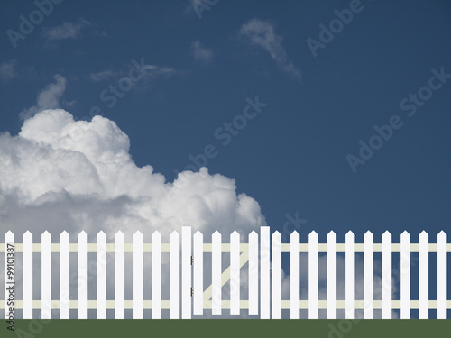 White picket fence and gate 