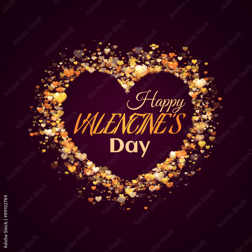 Happy valentine day. Heart with title. Vector illustration