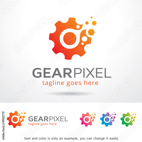 Gear Pixel Logo Template Design Vector