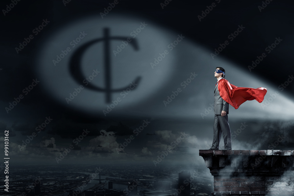 Naklejka premium Super hero deep in his thoughts