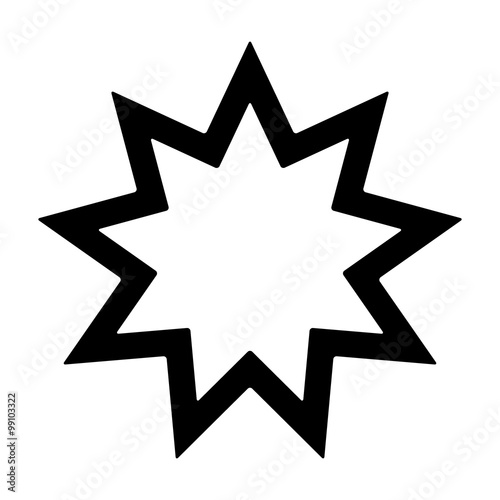 Nine pointed star - Symbol of Bahai Faith / Bahaism flat icon for apps and websites