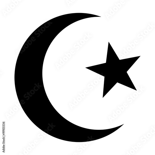 Photo Star and crescent - symbol of Islam flat icon for apps and websites