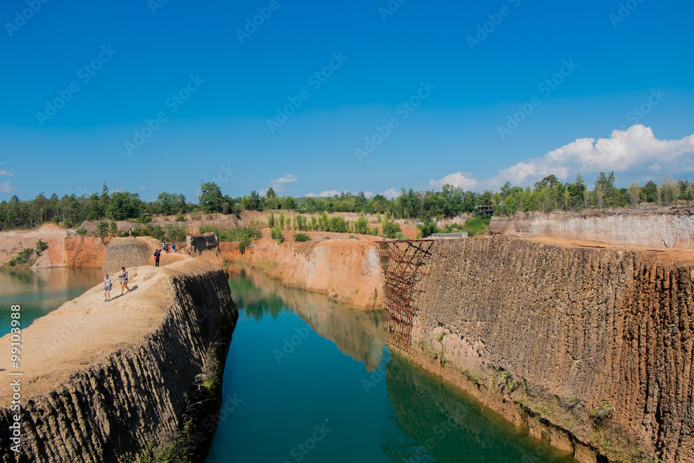 Hangdong Grand Canyon, old soil mine quarry, pond for swimming lakein Chiang Mai, Thailand.