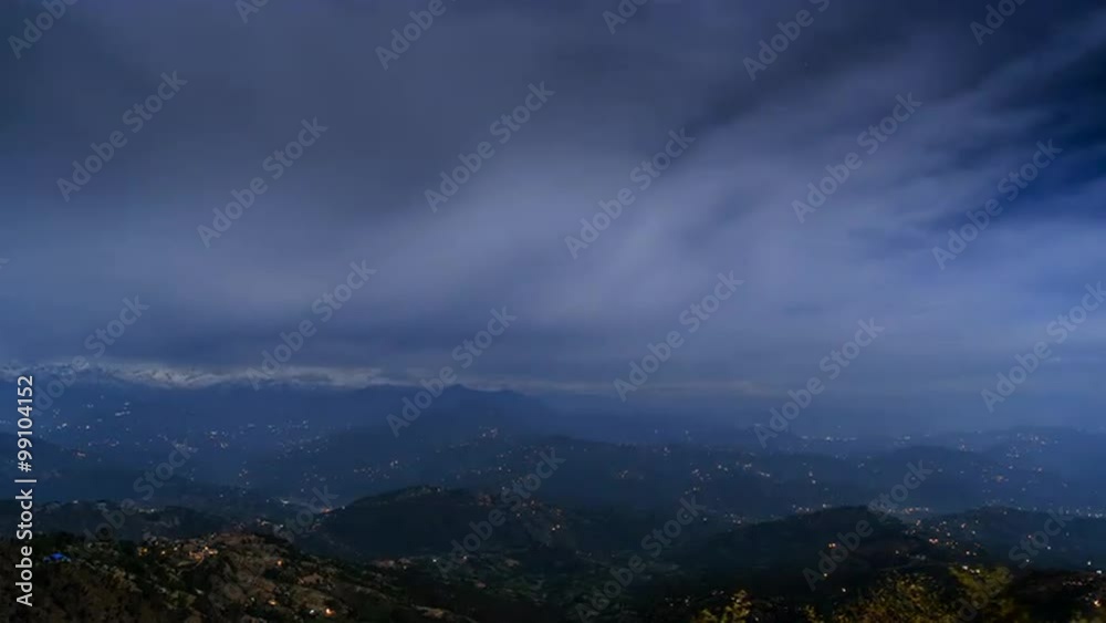 Night time lapse view on the Himalayas from Nagarkot in Nepal Night time lapse view on the Himalayas from Nagarkot in Nepal