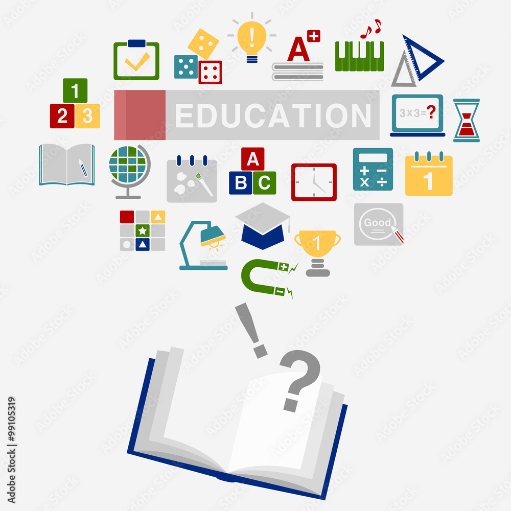background of educaion icons with book